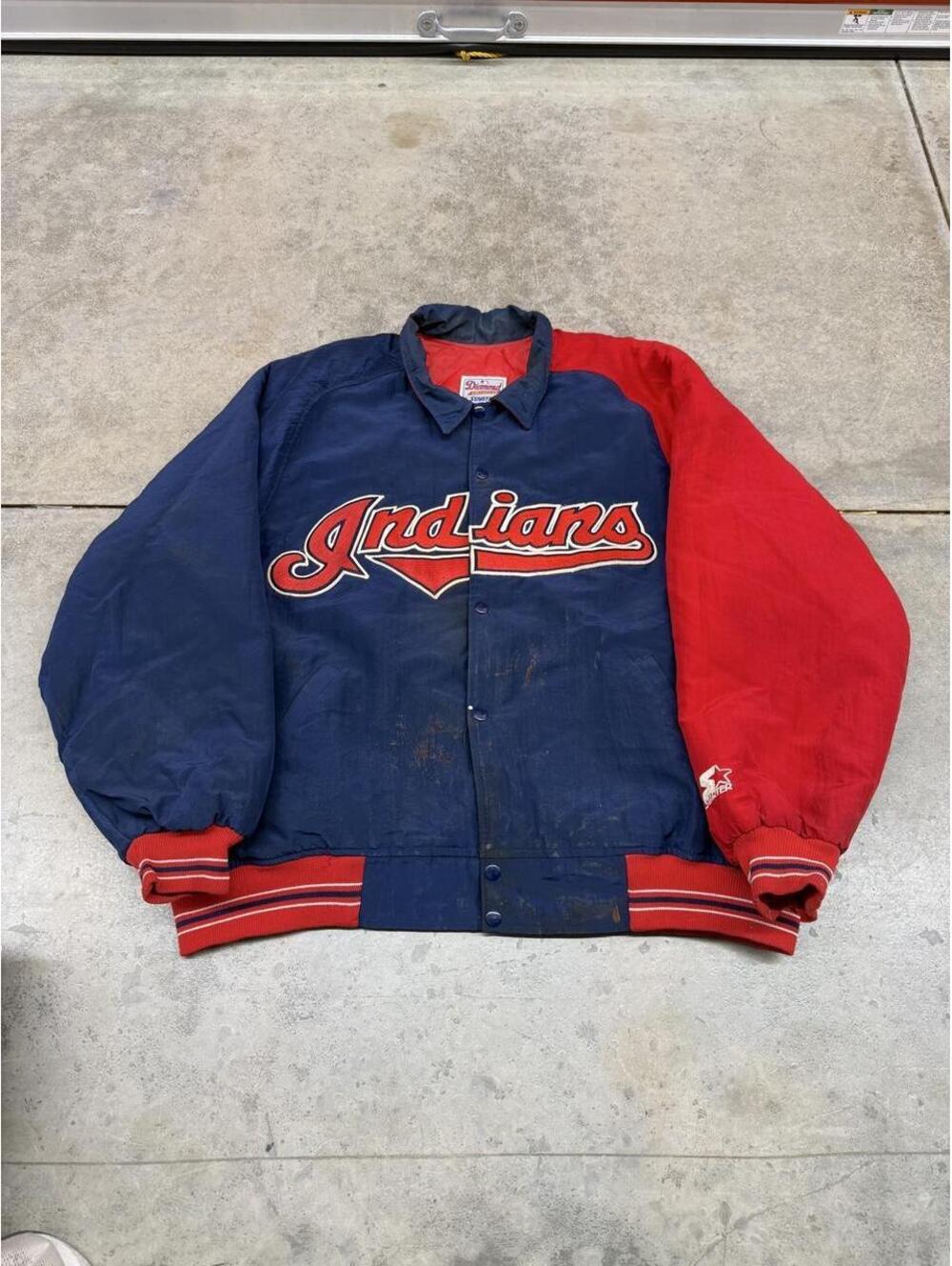 vintage cleveland indians diamond collection starter made in usa puffer jacket